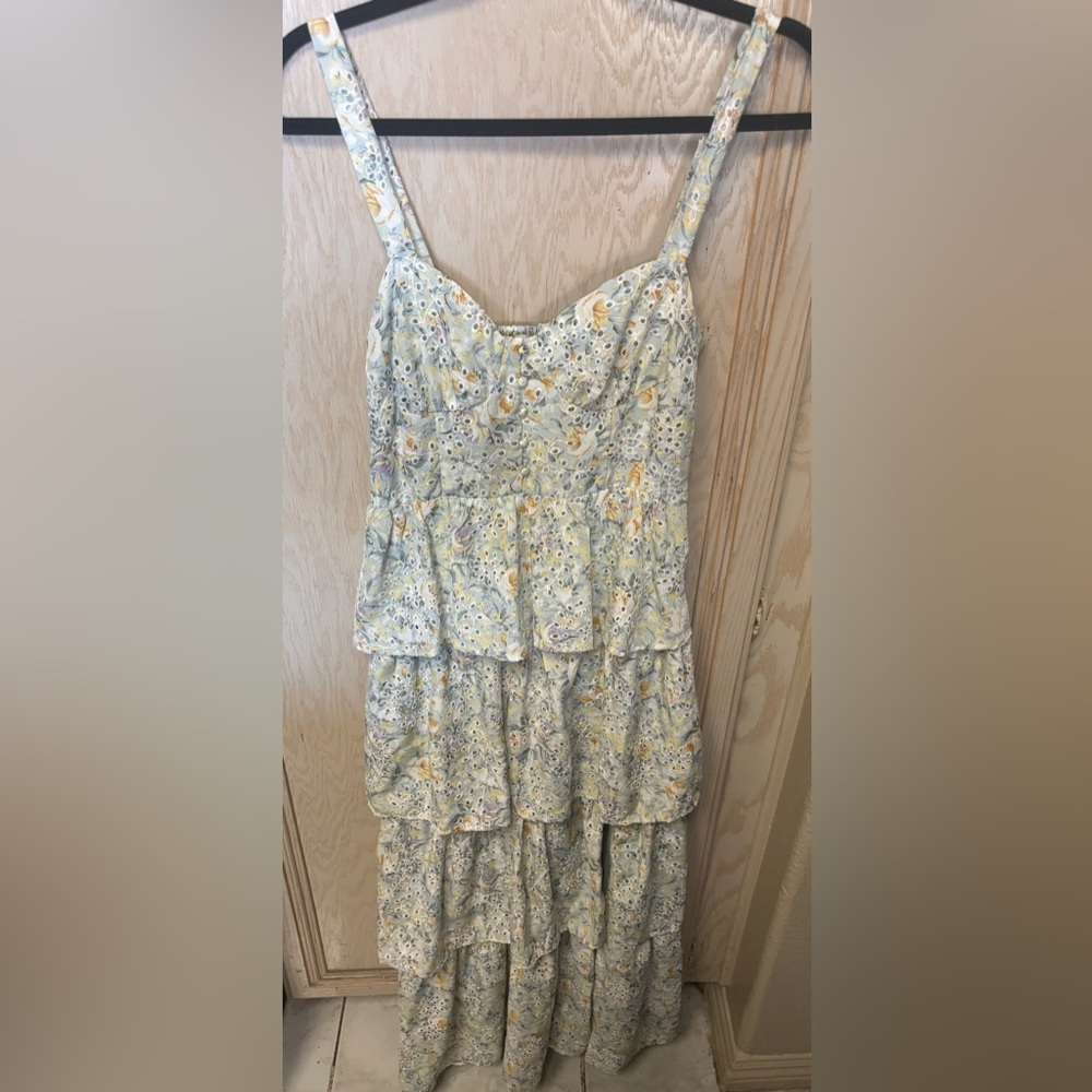 ASTR the label Midsummer Dress, Lt Mint Multi Floral,‎ Small Slit Cottagecore